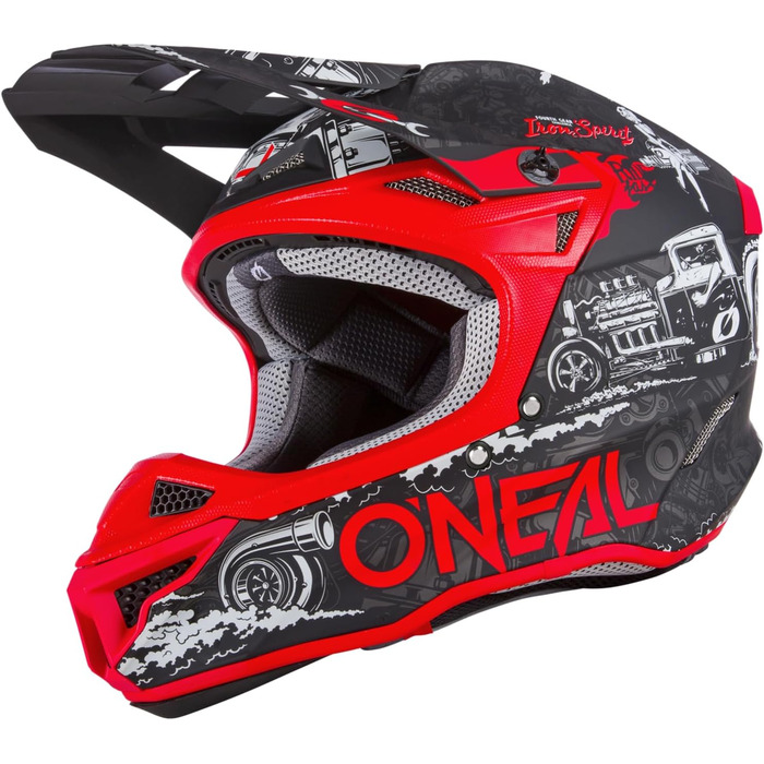 Мотокросовий шолом O'NEAL 5SRS Polyacrylite для дорослих XXL, чорний/червоний, ABS корпус, підвищена безпека, гумовий захист носа