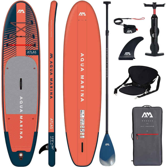 Набір SUP дошок Aqua Marina Atlas 366x86x15см з сидінням червоний