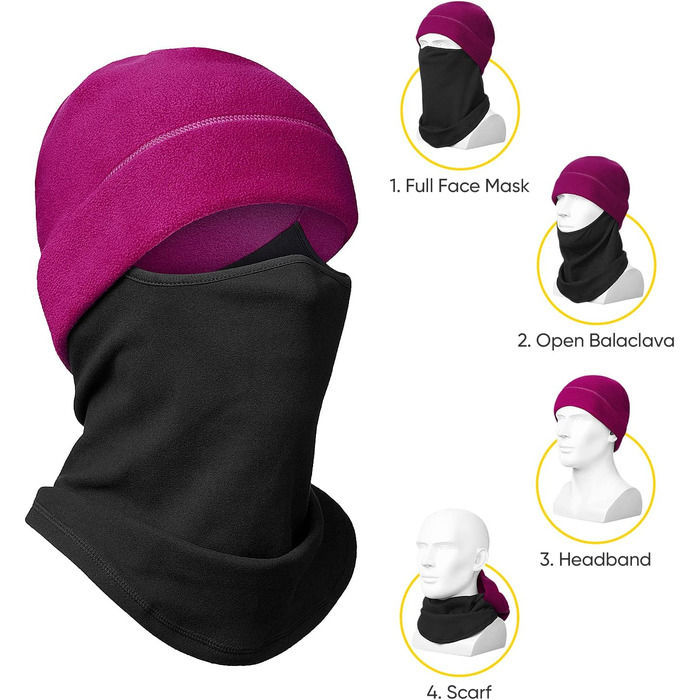 Маска для обличчя Snowledge Ski Balaclava Winter S-4XL Rose