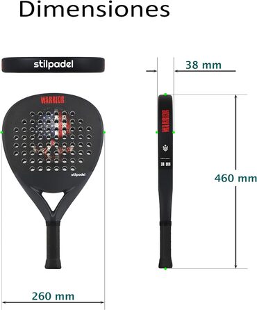 Ракетка Warrior Carbon Padel, 3 K, ромбоподібна форма, з сумкою