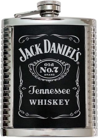 Фляга Jack Daniels 5546 з нержавіючої сталі, срібляста, ліцензійна барна атрибутика