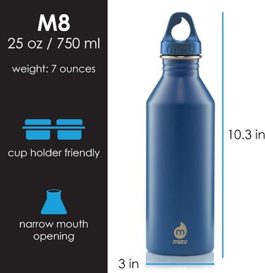Пляшка для води Mizu Life M8, 750 мл, синя, преміум якість