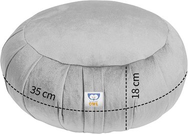 Подушка для медитації Sensory Owl Zafu Yoga Cushion з оксамиту 100 м'який оксамит гречана оболонка наповнювач кругла висота сидіння 18 см 35 лаванда (срібло)