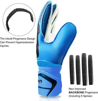 Рукавички воротарські Юніор Fingersave Super-Grip Сині, розмір 7