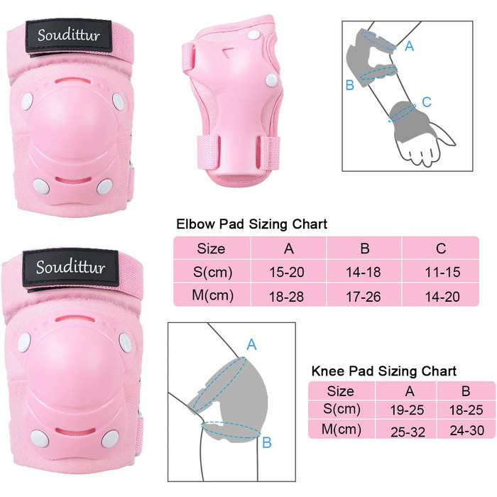 Наколінники Дитячі роликові ковзани Протектори Набір 3 в 1 Наколінники Дитячі налокітники Накладки на зап'ястя Набір протекторів для роликових ковзанів Роликові ковзани Скейтбординг Самокат Катання на самокаті Спорт на свіжому повітрі (рожевий, маленький 