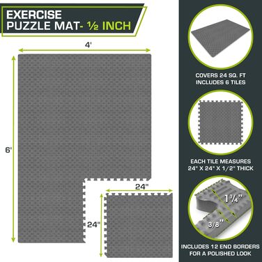 Підлогове покриття ProsourceFit 1,3 см, EVA-піна, нековзне, водонепроникне, пазлові килимки для спортзалу, сині, амортизуючі, з'єднувальні плитки
