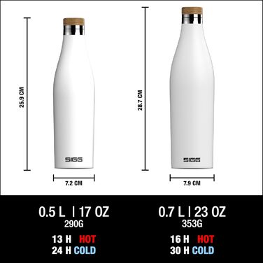 Термос-бутилка SIGG Meridian, герметична, 0,5/0,7 л, подвійна стінка з нержавіючої сталі 18/8, бамбукова кришка, BPA та пластику немає