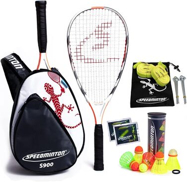 Набір Speedminton S900 оригінальний професійний набір для швидкісного бадмінтону/кросмінтону з карбоновими ракетками, включаючи 5 швидкісників, ігрове поле, сумку (комплект із 5 м'ячами для кросмінтону)