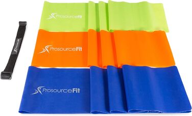 Набір стрічкових еспандерів ProsourceFit для розтяжки, пілатесу та реабілітації, 3 шт. по 1,8 м з дверним анкером