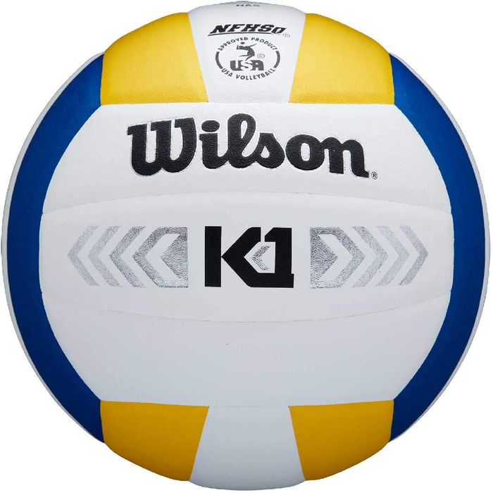 Волейбольний м'яч Wilson Unisex-Adult K1 Gold (офіційний розмір, синій/білий/жовтий)