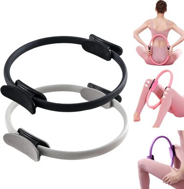 Фітнес-тренер Lioncool Pilates Ring, кільце для пілатесу Magic Circle для тонізації внутрішньої та зовнішньої поверхні стегон (чорнийсірий)