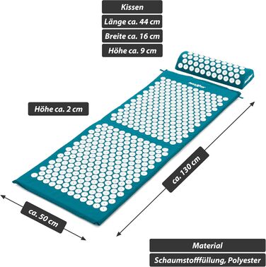 Килимок для масажу MAXXIVA 130x50 см з подушкою, колір бензиновий