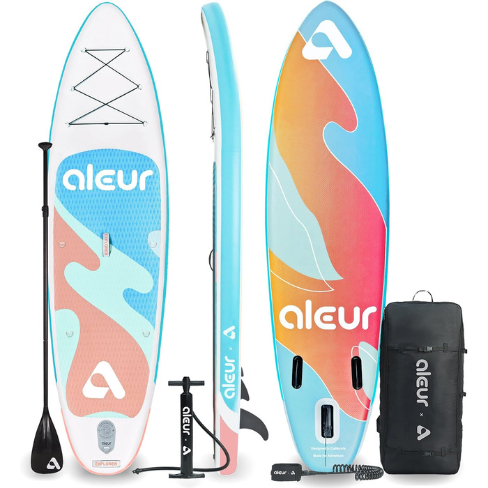 Надувна SUP-дошка Explorer 2020, комплект із рюкзаком, антиковзке покриття, весло, насос, повідок, універсальна, стильна, портативна, пастель