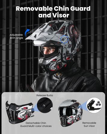 Мотошолом IL Herren Daen Retro Vintage з візором ECE, модель Z302, чорний матовий, розмір L, SciFiRot