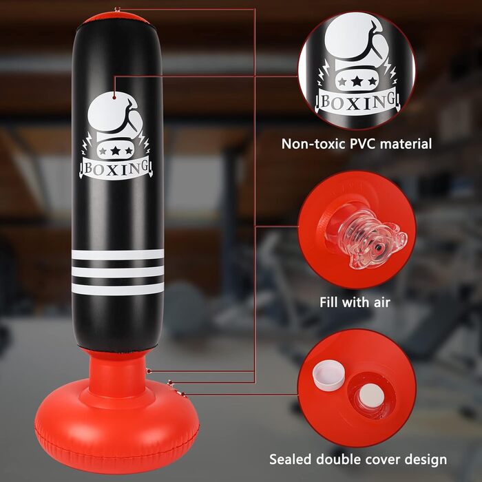 Груша боксерська Dripex 160см для кікбоксингу (Black Red)