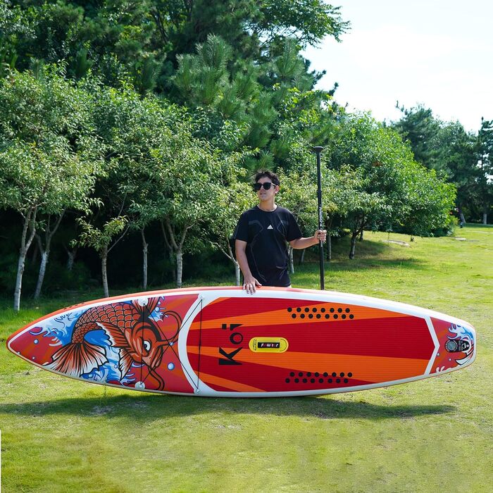Надувна SUP-дошка FunWater 3,9 м, ультралегка, комплект: весло, 3 плавці, насос, рюкзак, ліш, водонепроникна сумка