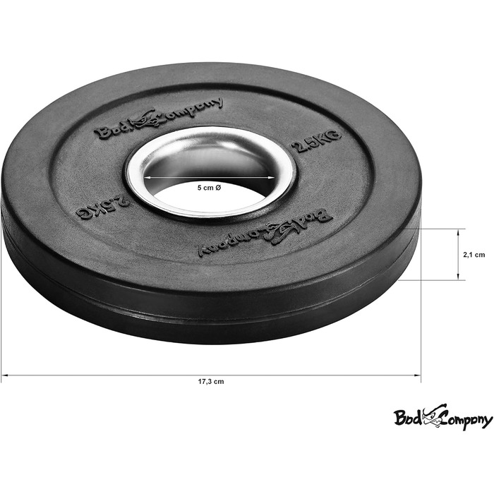 Пластини Bad Company Olympia 50/51 мм Чавун з гумою, 2 x 2,5 кг (5 кг)