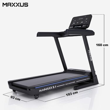 Бігова доріжка MAXXUS RunMaxx 9.1 - 20 км/год, 36 програм, 7.5 к.с., чорна