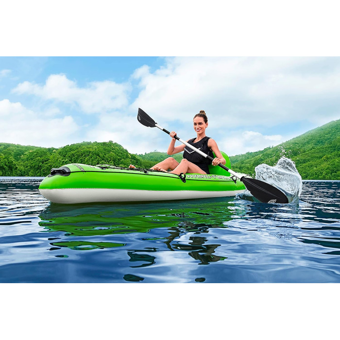 Надувний каяк Bestway Hydro-Force Koracle для риболовлі, комплект: ручний насос, весло, сумка, 1-місний човен, різні стилі