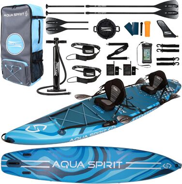 Надувна дошка для падде Aqua Spirit SUP 2024 320x815см/457x915см Комплектація з веслом, рюкзаком, насосом та іншими аксесуарами Дорослі початківці/експерти Гарантія 2 роки (Barracuda 15')