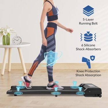 Бігова доріжка Todeco 2-в-1 для дому та офісу, Walking Pad, швидкість 1-8 км/год, з пультом ДК та LCD-дисплеєм, тиха, до 90 кг