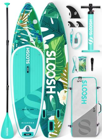 SLOOSH Надувна SUP-дошка 10'6 з преміум аксесуарами, нековзке EVA покриття, легка сумка та насос, для підлітків і дорослих