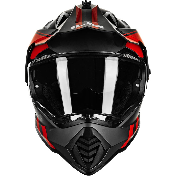 Мотошолом IL Dual Sport Adventure WS902 XXL червоно-чорний з сонцезахисним візором, Pinlock, ECE, для кросу, квадроцикла та позашляхових мотоциклів