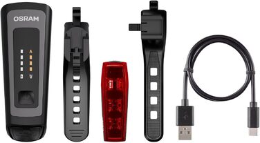 OSRAM LED ліхтарі для велосипеда Race 100, передній і задній, StVZO, з брейк-ліхтарем, акумуляторні, 100 люкс, три режими яскравості
