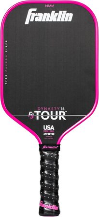 Професійна ракетка для піклболу Franklin Sports FS Tour Series з сирого вуглецевого волокна T700, цілісна конструкція з епоксидною смолою, затверджено USA Pickleball, моделі Dynasty і Tempo, 14/16 мм, сірий, синій, рожевий