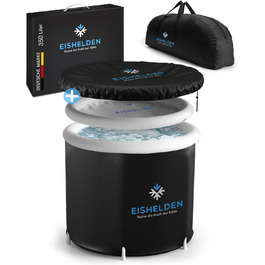 Повна комплектація Eishelden Premium Ice Bath (80 см Ø) XL - Кріотерапія для спортсменів і початківців, випробувати регенеративний холод вдома - Бочка для льоду з 5 товстими ізоляційними шарами Black Standard