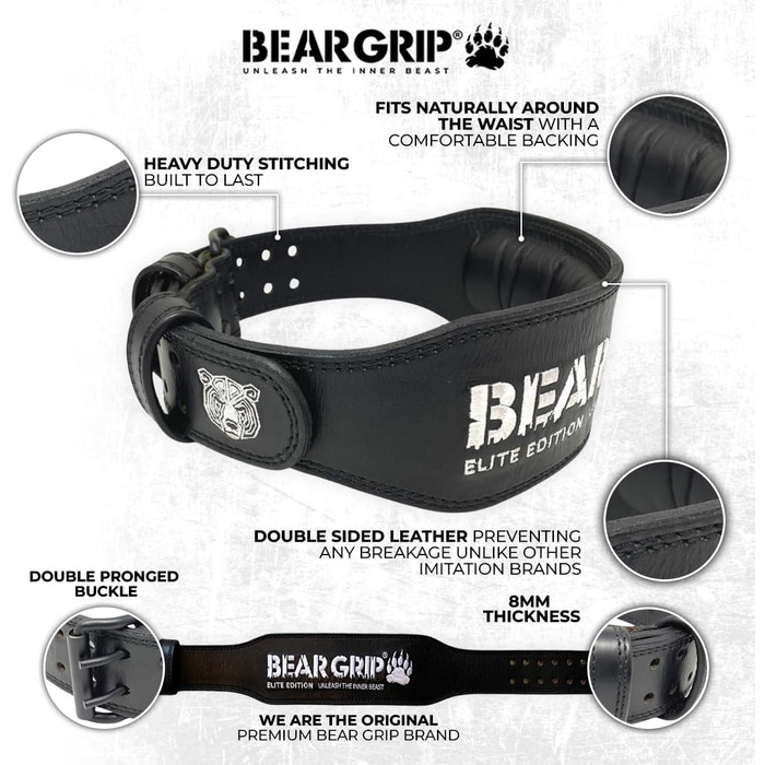 Пояс BEAR GRIP - для важкої атлетики Elite Edition XXL, чорний