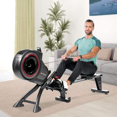 Гребний тренажер AsVIVA RA14 Magnetic Rower Cardio з масою маховика 13 кг, магнітне гальмо з 8 рівнями ручного опору, багатофункціональний комп'ютер з вимірюванням пульсу