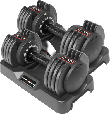 CAP Barbell Регульовані круглі гантелі, пара, 5,7 кг, 11,3 кг, 25 кг – вибір ваги
