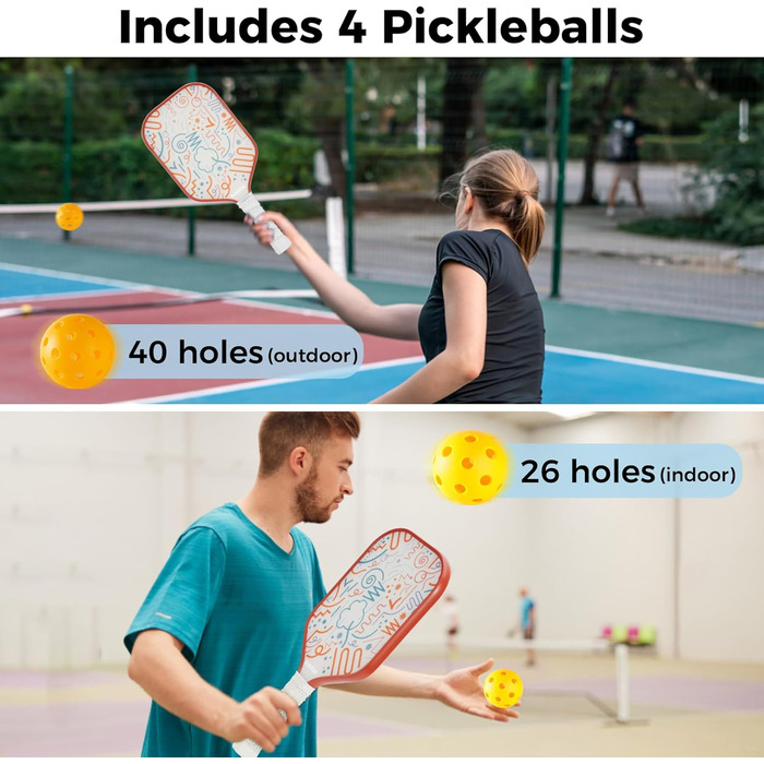 Набір Sukeen Pickleball 2 весла, скловолокно, стрічка, сумка для початківця