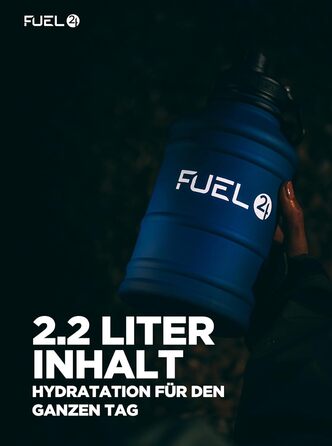 Fuel24 Потужна спортивна пляшка з нержавіючої сталі 1.3/2.2 л, герметична, BPA-free, для води, фітнесу, дорослих