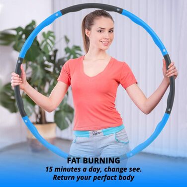 Хула-хуп для дорослих діаметр 95см Advanced Fitness для схуднення Hoola Hoops Weight Loss 8 знімних частин (синій - сірий)