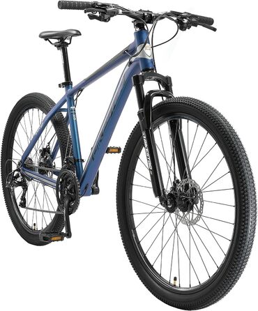 Алюмінієвий гірський велосипед BIKESTAR Hardtail Shimano 21 швидкісна передача, дискове гальмо 27,5 дюймові шини 14, 16, 18 дюймова рама Alu MTB СПРОБУЙТЕ БЕЗ РИЗИКУ 16-дюймовий кадр (18-дюймовий кадр, синій, сріблястий)