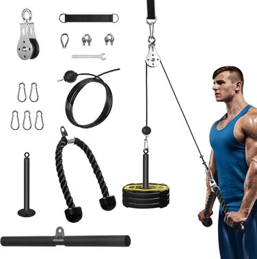 Система тросового шківа Fitness Lat Pulley з мотузкою та штангою