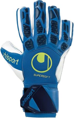 Воротарські рукавички Uhlsport Hyperact Supersoft для чоловіків, нічний синій/білий/флуоресцентний жовтий, розмір 7.5