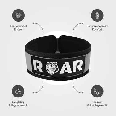 Пояс для важкої атлетики Roar для чоловіків і жінок, Підйомний пояс для тренажерного залу, Пояс для пауерліфтингу Важка атлетика, Пояс для важкої атлетики, Пояс для станової тяги, Пояс Crofit, Пояс для фітнесу для чоловіків, Силовий пояс (сірий, S)