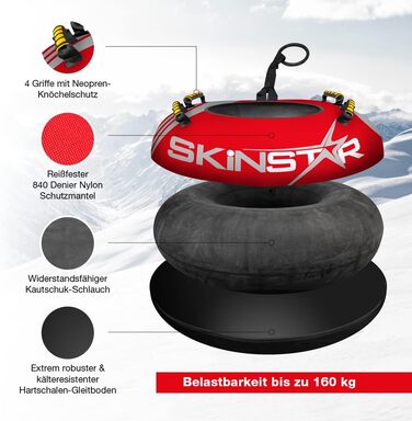 Санки надувні SkinStar Snow Tube з ручками Ø100см, червоні