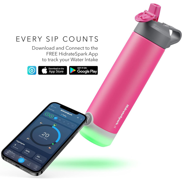 Розумна пляшка для води HidrateSpark TAP з кришкою-соломинкою