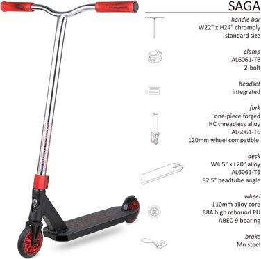 Трюковий самокат VOKUL Saga Pro Scooter, ідеально підходить для райдерів середнього рівня та просунутий фрістайл-трюковий самокат для підлітків