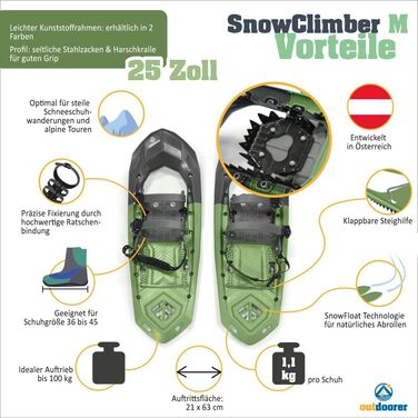 Вуличні снігоступи SnowClimber M 25', тріскачка, зелений