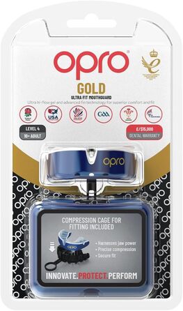 Капа OPRO Gold для спорту, дорослих і дітей, темно-синя/перлинна