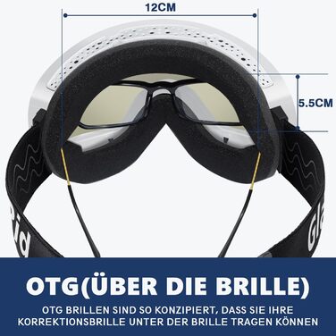 Гірськолижні окуляри GlaRid чоловічі жіночі, OTG Ski Goggles Безкаркасні окуляри для сноуборду для тих, хто носить окуляри, Снігові насадки для дорослих Захист від запотівання 100 UV400 (рожевий)