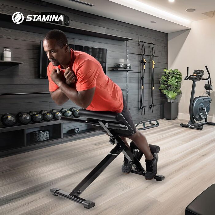 Скам'я для гіперекстензії Stamina X, регульована, для пресу, спини та корпусу, фітнес, тренування вдома