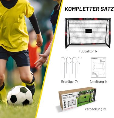 Футбольні ворота Dunlop 240x160x85/120x300x200 см, металеві, тренувальні, для всіх вікових груп, легка збірка, чорні/червоні