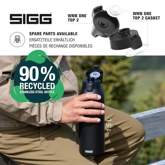 SIGG пляшка для напоїв з нержавіючої сталі Shield ONE, для газованих напоїв, герметична, легка, без BPA, 0,75/1 л