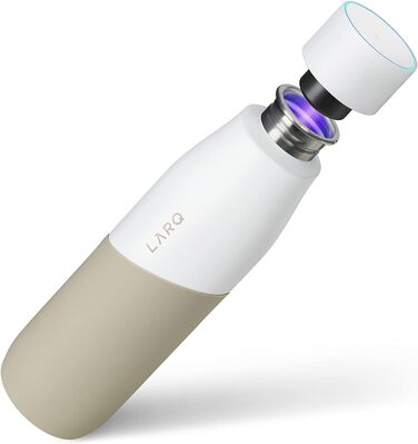 Пляшка для води LARQ Bottle Movement PureVis 710 мл — легка, самочистна, неізольована, з нержавіючої сталі, з UV-очищенням, багаторазова, для подорожей, біла/пісочна